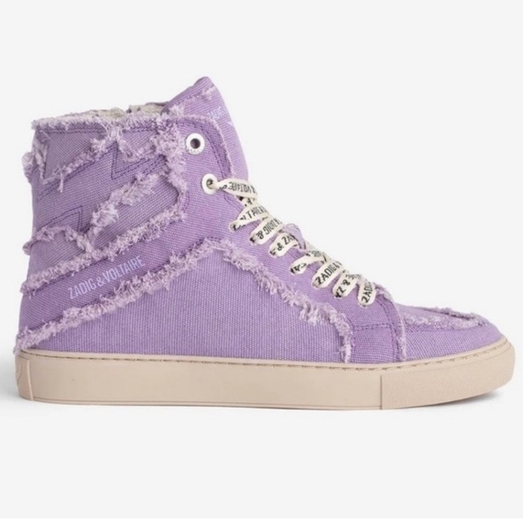 NIB Zadig & Voltaire High Flash Canvas 39 Boomerang Lavender Vintage-effect 8 - Picture 1 of 12